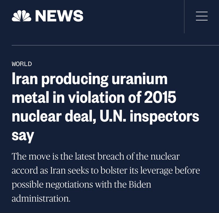 3/ This lead Iran to increase pressure on multiple fronts to force Biden’s hand.They started increasing uranium enrichment.They started producing uranium metal.The Houthis attacked a Saudi Airport.