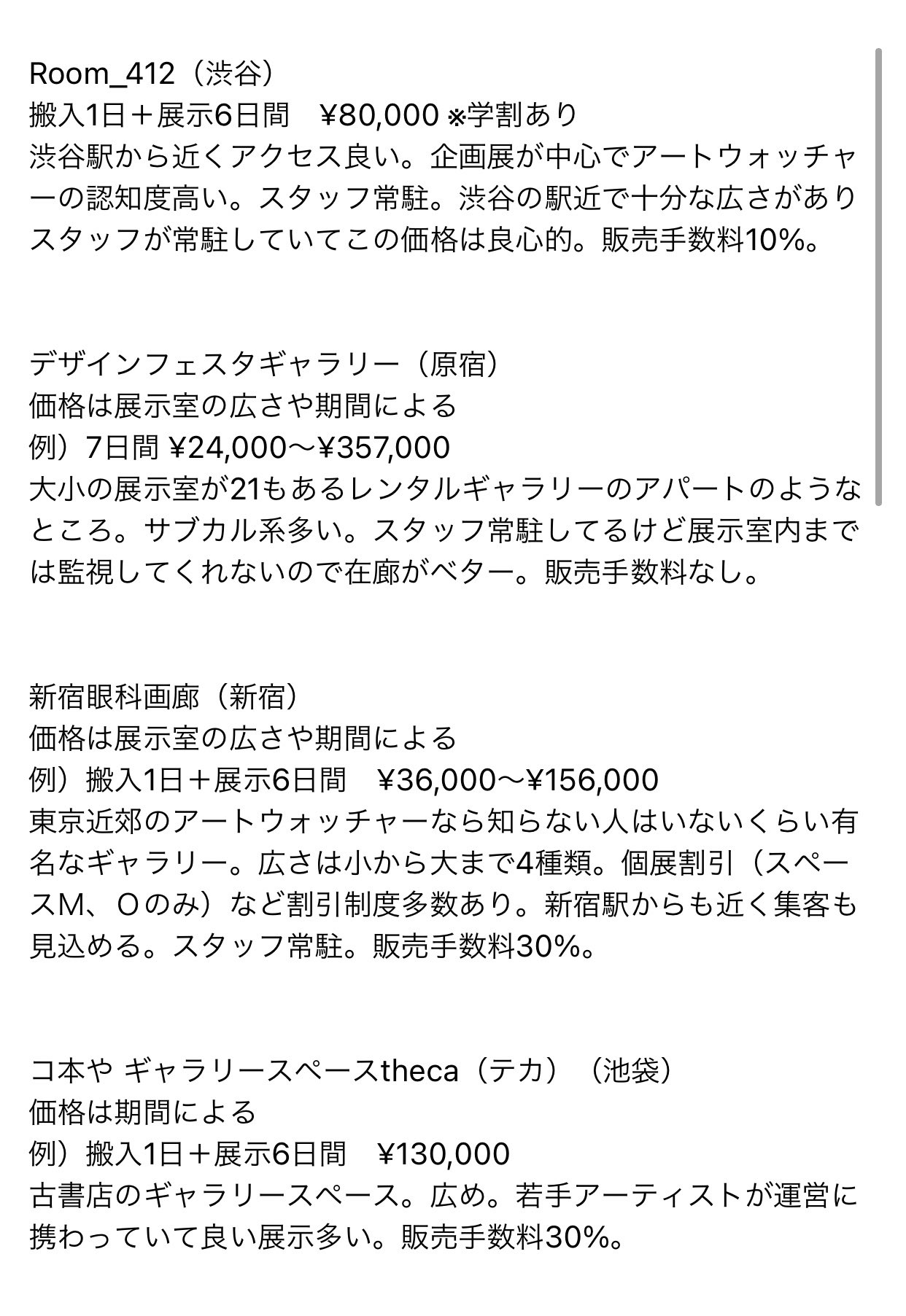 𝐊𝐮𝐫𝐨𝐬𝐚𝐰𝐚 都内で比較的安価に借りられる貸しギャラリー スペースまとめ ご参考までに T Co 0qqgj77obx Twitter