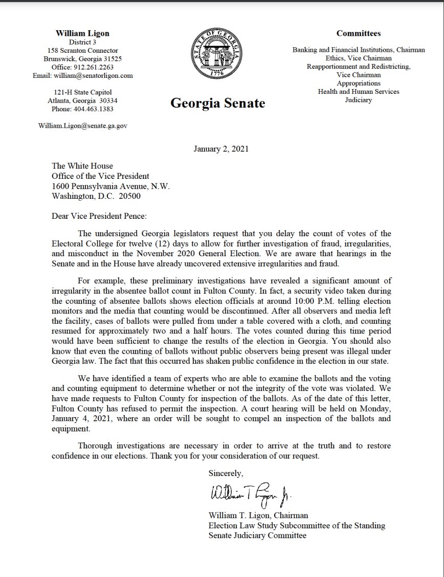 Then there's a letter to VP Mike Pence, asking him to delay the Electoral College count for 12 days, citing debunked claims of fraud in Fulton County. Sen. Burt Jones was in D.C. with the letter and had dinner with Pence the night before the Capitol riot...