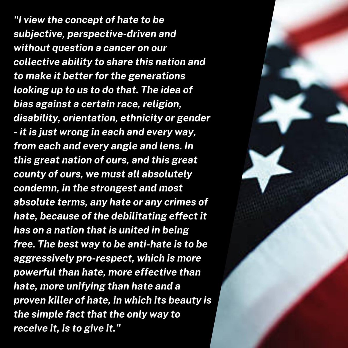 AJFasano's tweet photo. There was a lot of discussion at last night's meeting about hate. In my view, the best way to be anti-hate is to be aggressively pro-respect. https://t.co/NdkZgdvCsm