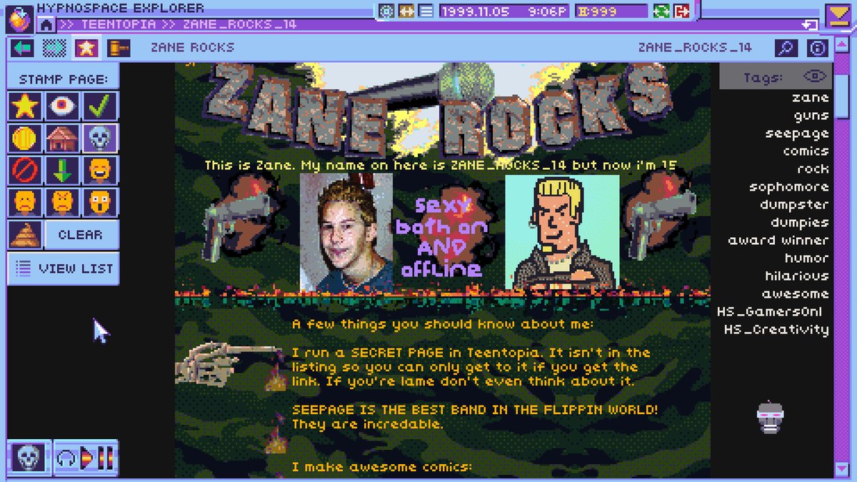 Hypnospace Outlaw ($13.99) - a personal fave. it& #39;s 1999: you are a mod for a geocities-esque webspace - one accessed exclusively as people sleep. funny as hell, deeply sincere and vulnerable, with gameplay that& #39;s like "Where Online Is Carmen Sandiego?"  https://store.steampowered.com/app/84459...
