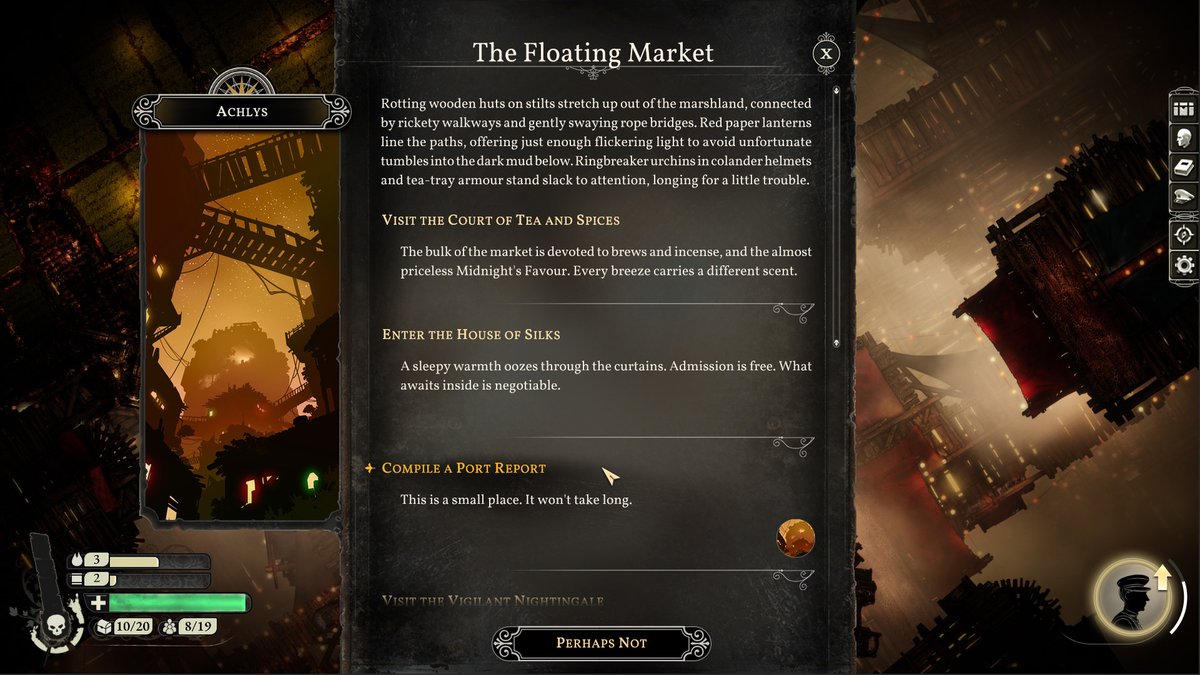 Sunless Skies ($8.49) - captain a steam powered space train, working to survive travel from one port to the next while cosmic horrors tap on the glass of reality itself, and on your cabin window. sail the stars. betray your queen. MURDER A SUN.  https://store.steampowered.com/app/59697...
