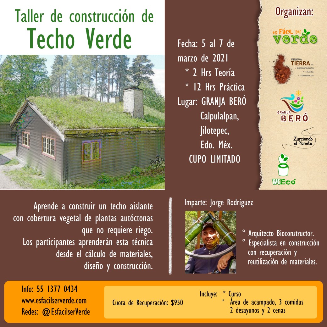 EsfacilserVerde's tweet photo. Taller de Techos Verdes, del 5 al 7 de marzo, Calpulalpan, Jilotepec, Edo. de México,  https://t.co/JbViZRlV2H https://t.co/8tDiNW0sfj