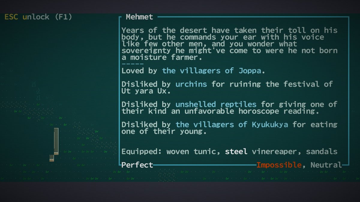 Caves of Qud ($13.49) - wildly creative roguelike that feels like morrowind in how you can use its systems to approach its world in all new ways, on top of things like "doors can be sentient" and "evil AU of yourself hunts you across time is a stat trait"  https://store.steampowered.com/app/33364...