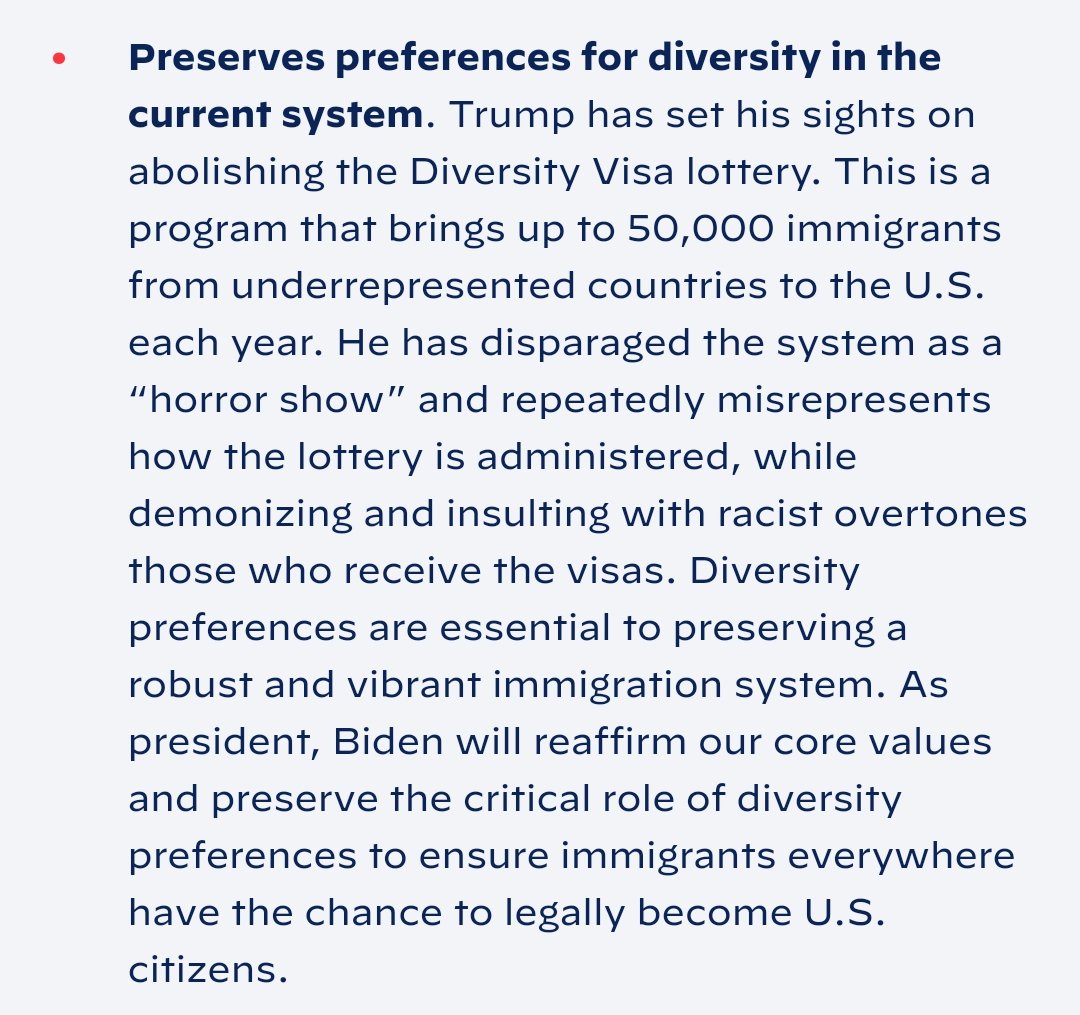 ezgitin7's tweet photo. We are #DV2021 lottery winners. Please be our voice. Here is the Biden's promises. Remind him that.

@chantaladasilva @Forbes @huseyingunayDC @ckuck @PressSec @curtisatlaw @POTUS @VP

These pics are from: https://t.co/n8TF8BNKvm

#SaveDiversityVisa #LegalimmigrationBan #NoBan https://t.co/4X5cIMN2S2
