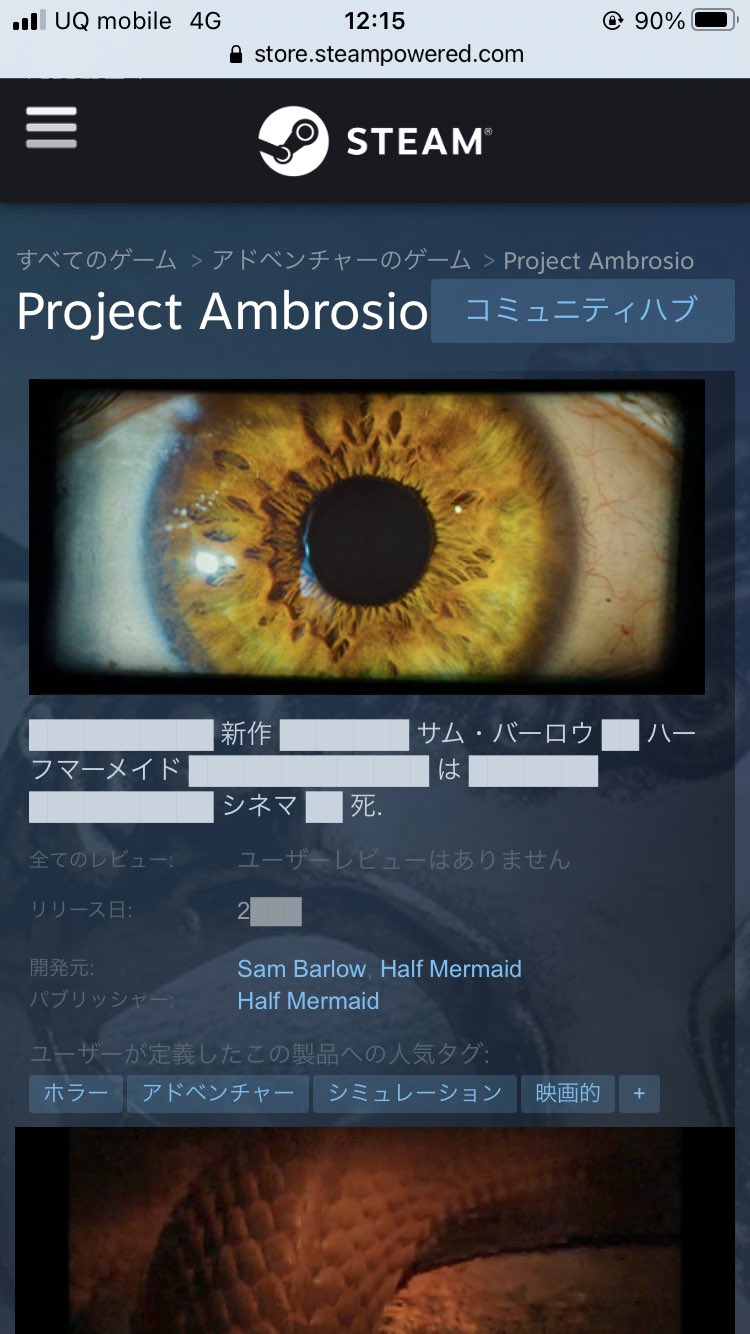 クチナワ ゲームについて書く人 Steam見てたらヤバいゲーム見つけた ゲームの内容紹介がほぼ黒塗り 映像と画像を見てもゲームの内容が全く分からない 発売時期さえも黒塗り ワクワクしてウォッチリストに入れちまったぜ T Co Smsacwvuzj