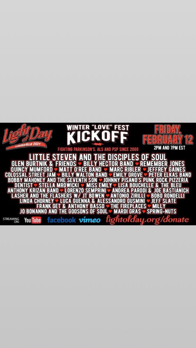 Friday 2/12/2021 4:00 PM IS MY SLOT check it out !!
Go to the website and donate !!
lightofday.org/donate