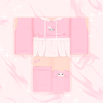 Roblox t-shirt // white my melody top w/ pink fluffy skirt - my melody  themed ☁️💞 em 2023