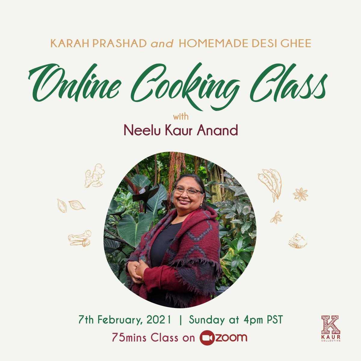 Join Neelu Kaur this Sunday and learn to make Karah Prashad and Homemade Desi Ghee. 

Signup here eventbrite.com/e/online-cooki… 

❤️🙏🏾❤️

#famersmovement #foodmovememt #ancestralwisdom #sikhi #kaurcollective