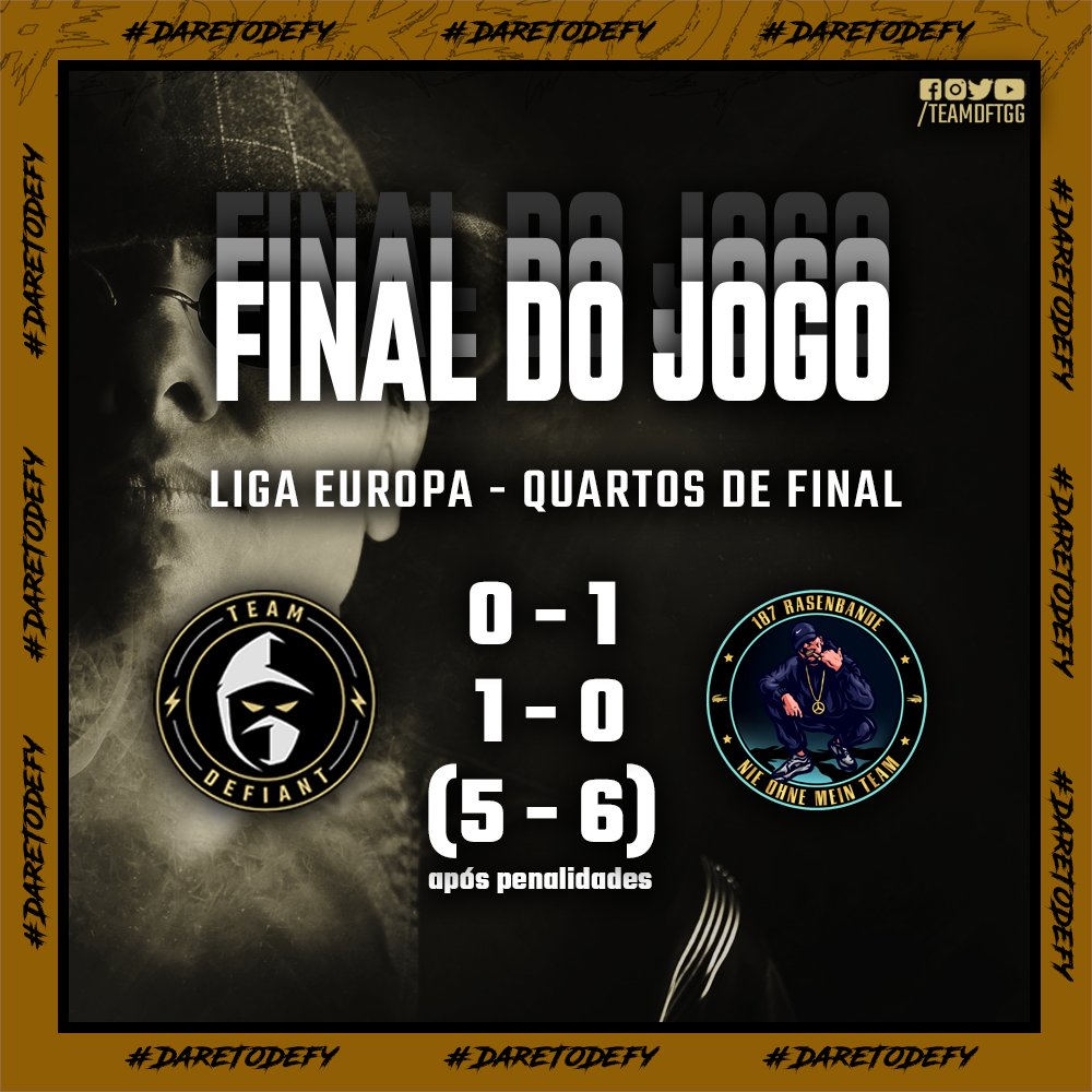 TeamDFTgg's tweet photo. 😢Derrota. 

GG 187 Rasenbande!

⚽ (0-1)
⚽ (1-0) Kikuxozito
⚽ (2-2) &amp; (4-3 nos penáltis) (Kikuxozito, IC19)

💪 Obrigado pelo vosso apoio

⚡Carrega DEFIANTS!⚡

#TeamDFT #DareToDefy

@proclubs_tuga

@S6_trialhouse

@DivisionsS6

@EsportsNewsPT

@OBLVN_eSports
 
@ProClublesPT https://t.co/y3BMqJZz7g
