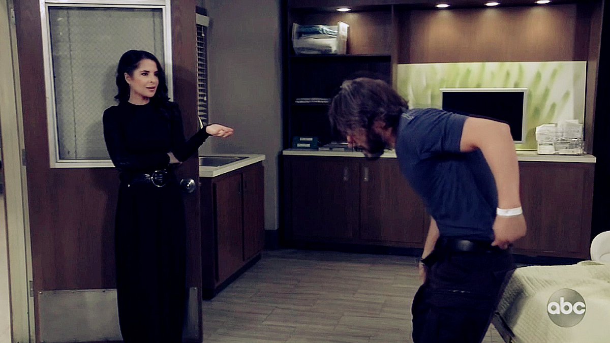 Sam is asking Dante if the doctos have signed off and he is like "Listen can you just have the getaway car warmed up when I make a break for it?"   #GH  #Sante