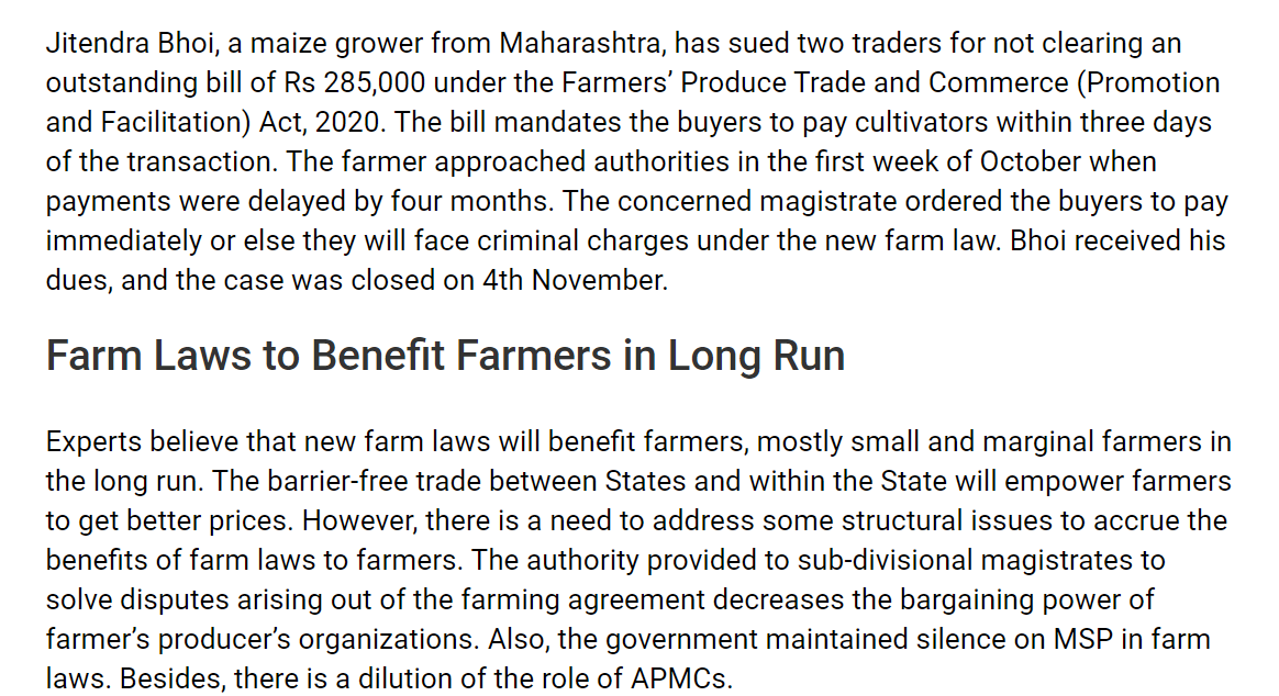 The farmers of India before  #FarmLaws brought in by  @narendramodi government had little legal protection under Contract farming norms. Now he is able to protect himself from  #Corporates. That is what Foreign MNC do not like.