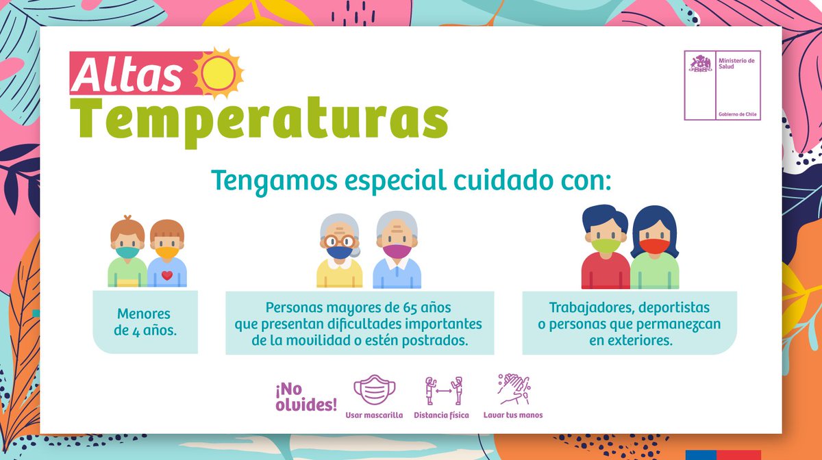 Senapred's tweet photo. #ONEMIPreviene Ante el pronóstico de @meteochile_dmc que indica Altas Temperaturas para las regiones de Maule, Ñuble, Biobío, La Araucanía, Los Ríos y Los Lagos, ten en cuenta las recomendaciones de @ministeriosalud https://t.co/dJdm7BmLj9