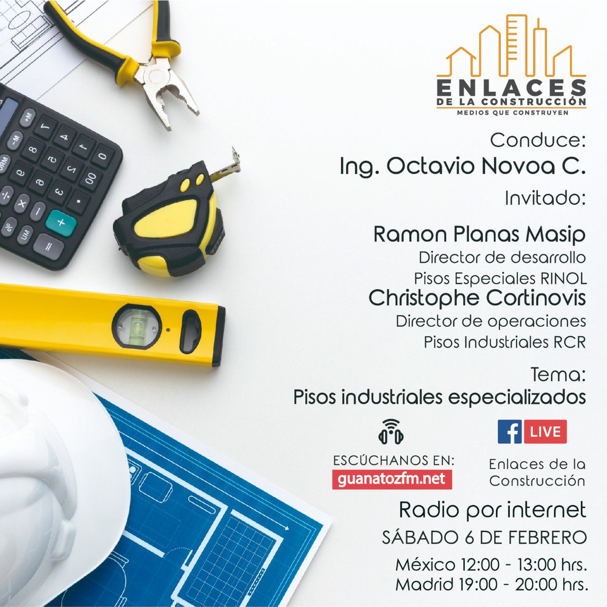 Ramon Planas (@planasmasip) on Twitter photo Este sábado estaremos en directo en el programa de radio “Enlaces de la construcción”, con Octavio Novoa hablando de lo que más nos gusta: #pisosindustriales
@RinolMexico #n1enpisosindustriales
<a href="/RCRIF/">RCR Ind. Flooring</a> #Lideresdelmundoplano Este sábado estaremos en directo en el programa de radio “Enlaces de la construcción”, con Octavio Novoa hablando de lo que más nos gusta: #pisosindustriales
@RinolMexico #n1enpisosindustriales
<a href="/RCRIF/">RCR Ind. Flooring</a> #Lideresdelmundoplano