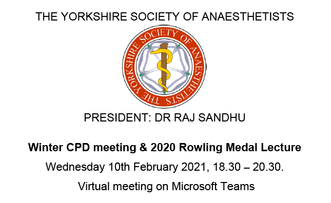 YSocAnaes's tweet photo. Virtual YSA Winter meeting &amp; 2020 Rowling Medal Lecture on Wednesday evening. 18:30 till 20:30.

Join us on Microsoft Teams Live Event. Join for lectures and Q&amp;A.

Topics: Perioperative medicine, current research challenges &amp; ethics of cirtical care decision making. https://t.co/wbaFZxn5WM