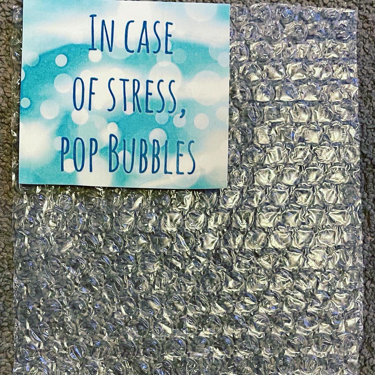 LCC14AA's tweet photo. Work pack #3 has been delivered to Year 10 learners this week and one thing we included was a little touch that represents the Academy daftness and hopefully made learners smile as they opened it, and hopefully it will come in useful!🤞 #popthebubbles #bubblewrap #incaseofstress https://t.co/xcWIju5d79