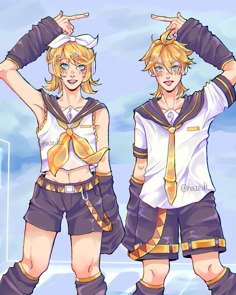 hazedt_'s tweet image. Len and Rin Kagamine☆!
They were so fun to draw and brought back some childhood nostalgia :') 
Hope you enjoy this drawing!!
More art found on my insta💗
°
°
° 
#vocaloidfanart #rinandlenkagamine #rinandlen #fanart #hatsunemiku #wearyourmask #legwarmers #lenvocaloid