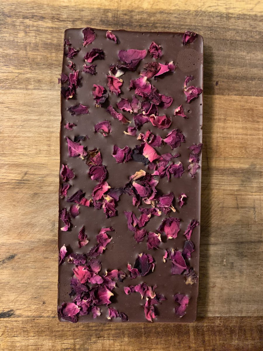 Valentines Day themed psilocybin chocolate with organic black maca root and rose petals