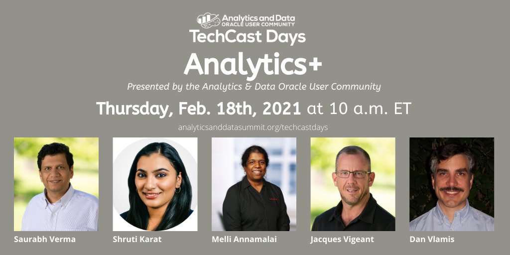 Brendanalytics's tweet photo. It's going to be a great Analytics+ Day during the upcoming @AnalyticandData TechCast Days! 

5⃣ Analytics sessions covering #COVID projects, Oracle Analytics case studies in #Engineering, #MobileAnalytics, #GraphStudio, and #OBIEE to #OAS! 

Register now! https://t.co/8E2erdU6Ux https://t.co/RpnpG0M1xs