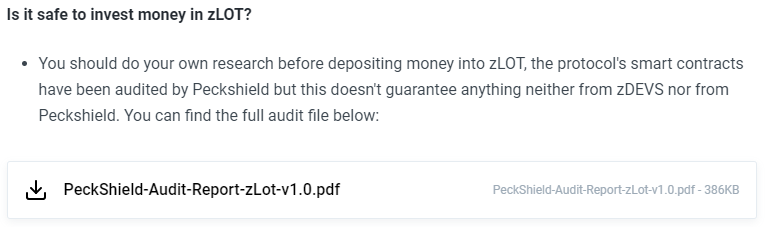 🔒Security audit from <a href="/peckshield/">PeckShield Inc.</a> has been finished✨

docs.zlot.finance/faq/zlot