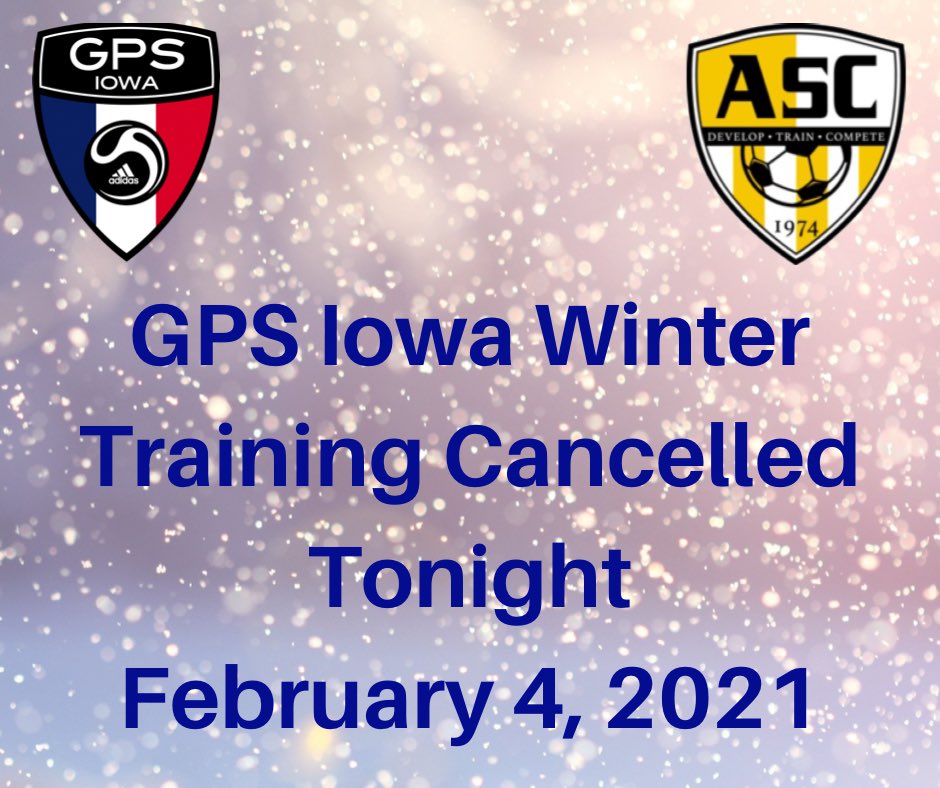 ❌ No training tonight due to the weather and road conditions. Stay safe ❌