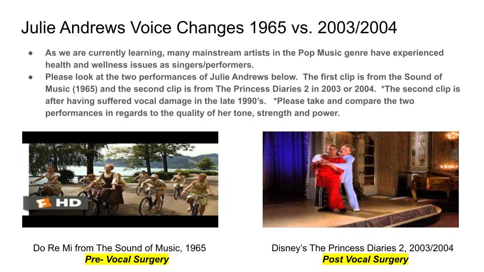 MHCHSChorus's tweet photo. Students are exploring health and wellness issues affecting singers.  Students were amazed at the stories modern day singers affected by serious vocal issues/injuries including Mariah Carey (Pop), Steven Tyler of Aerosmith (Rock) and Julie Andrews (Musicals).  
@masseyhillclass https://t.co/GiPTj3JNpq