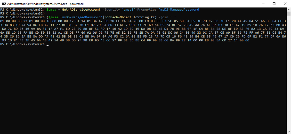 So back to the question: how? Well, it turns out Windows just accepts that this might be a (g)MSA so during a logon call it opens a connection to AD and asks for the the password in the msDS-ManagedPassword attribute.