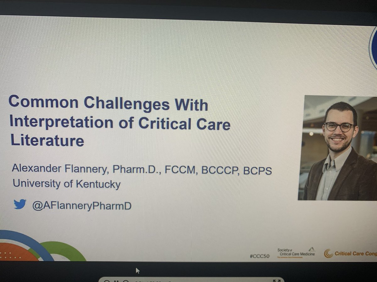 mtbastin's tweet photo. Really enjoyed learning about #Frequentists and #Bayesian approaches to clinical trials from the experts @AFlanneryPharmD and @f_g_zampieri take away: many ways to skin a cat and research is hard. #CCC50 @SCCM #TwitteRx #epitwitter https://t.co/L60z6KqyoA
