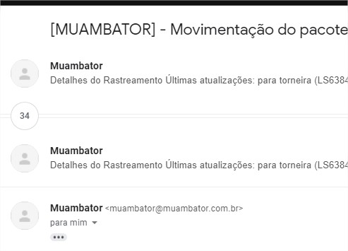 remcarvalho's tweet photo. @muambator 
eu amo receber os emails de notificação .. mas desse jeito está demais... kkkkk... 36 emails da mesma movimentação um atrás do outro!!! https://t.co/yzmMwSm9ks