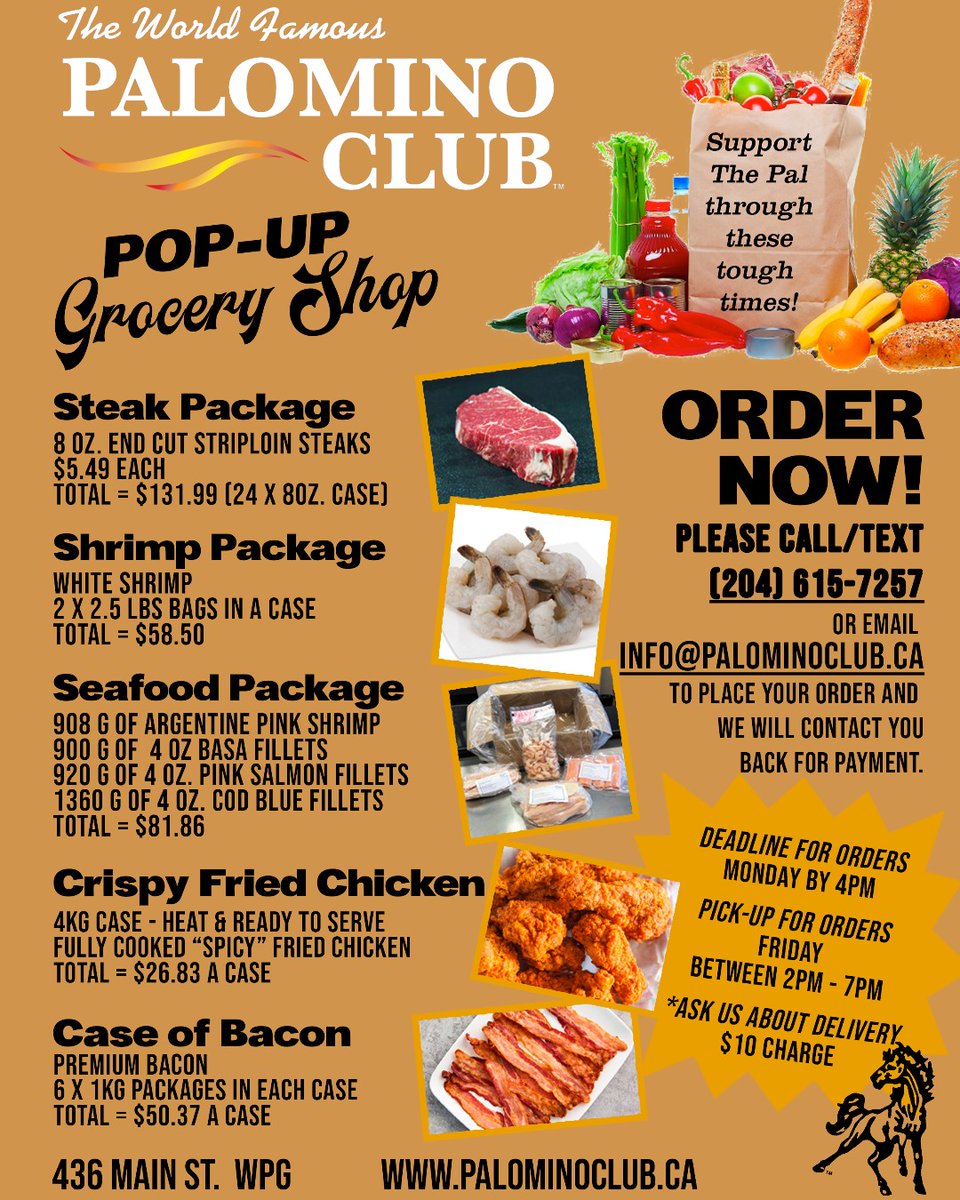 Support The Pal through these through times and order from our Pop-Up Grocery Shop! 🥩🥓🍗 #supportlocal #palominoclub