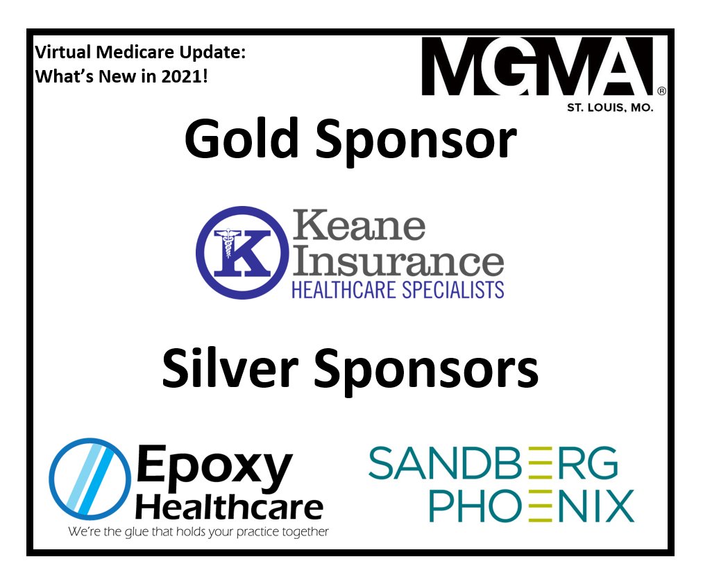 Thank you to the #Sponsors of the upcoming Virtual Medicare Update (2/10) for your contributions!

Gold Sponsor: <a href="/KeaneGroup/">Hilb Healthcare, formerly Keane Insurance Group</a> 
Silver Sponsors: #EpoxyHealthcareLLC &amp; <a href="/SandbergPhoenix/">Sandberg Phoenix</a>
 
Learn more about each company and their business resources at: mgmastl.org/event/2021Medi…