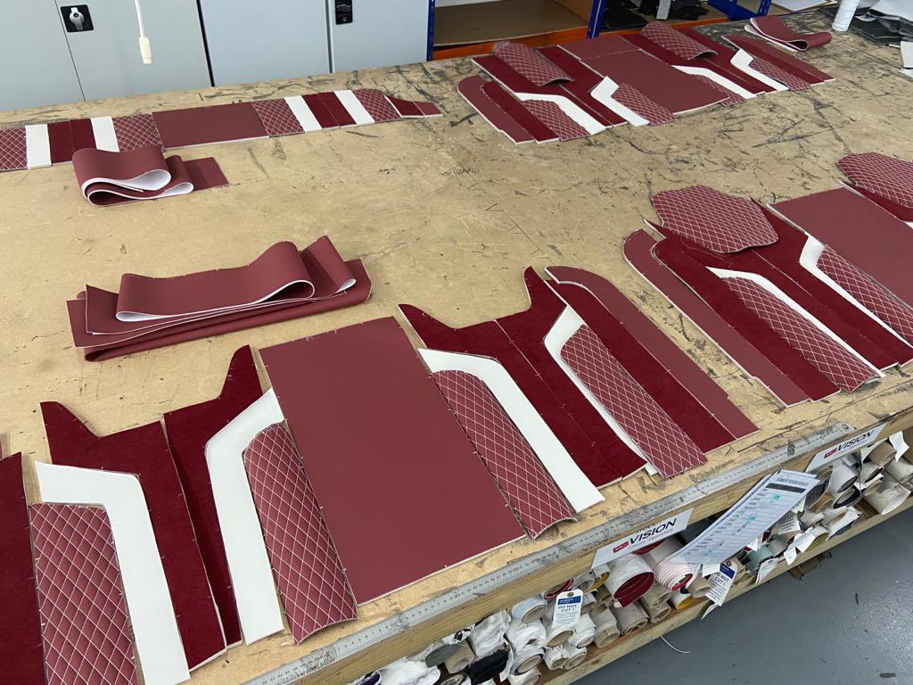VisionLeisure's tweet photo. Here we have an R&amp;R bed set, all ready for sewing together for a Rusty Lee 3/4 width Crash tested bed for our friends at The Custom Shop. #campervanupholstery #motorhomeupholstery #vwupholstery #vwcampervanupholstery #vwupholsterers #campervanupholsteres #autotrim #autotrimmer https://t.co/iGSgPsMgay