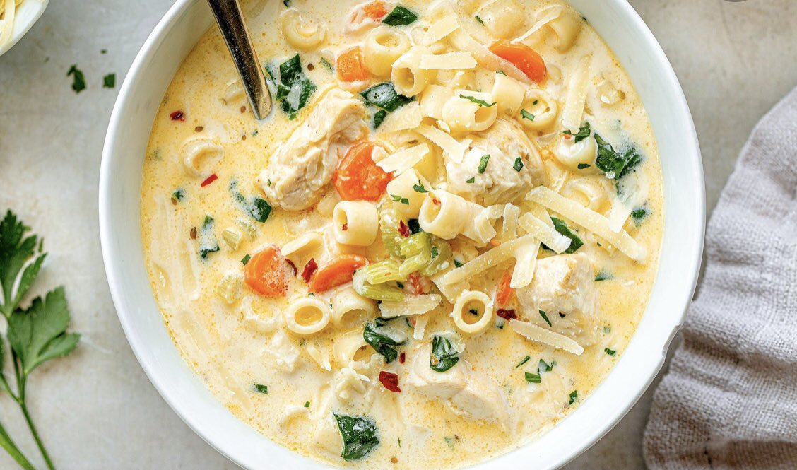 DallasBk's tweet photo. National Homemade Soup Day - Creamy Pasta with Chicken &amp; Spinach https://t.co/8yNQF1KY4r