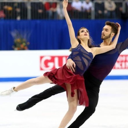 2016: ice dancers Papadakis/Cizeron rise in the ranks with costumes that featured long skirts, gauzy fabric to generate flowy movement, and gentle ombre patterns. in ice dance, this was immediately implemented as a major trend and still exists in 2021.