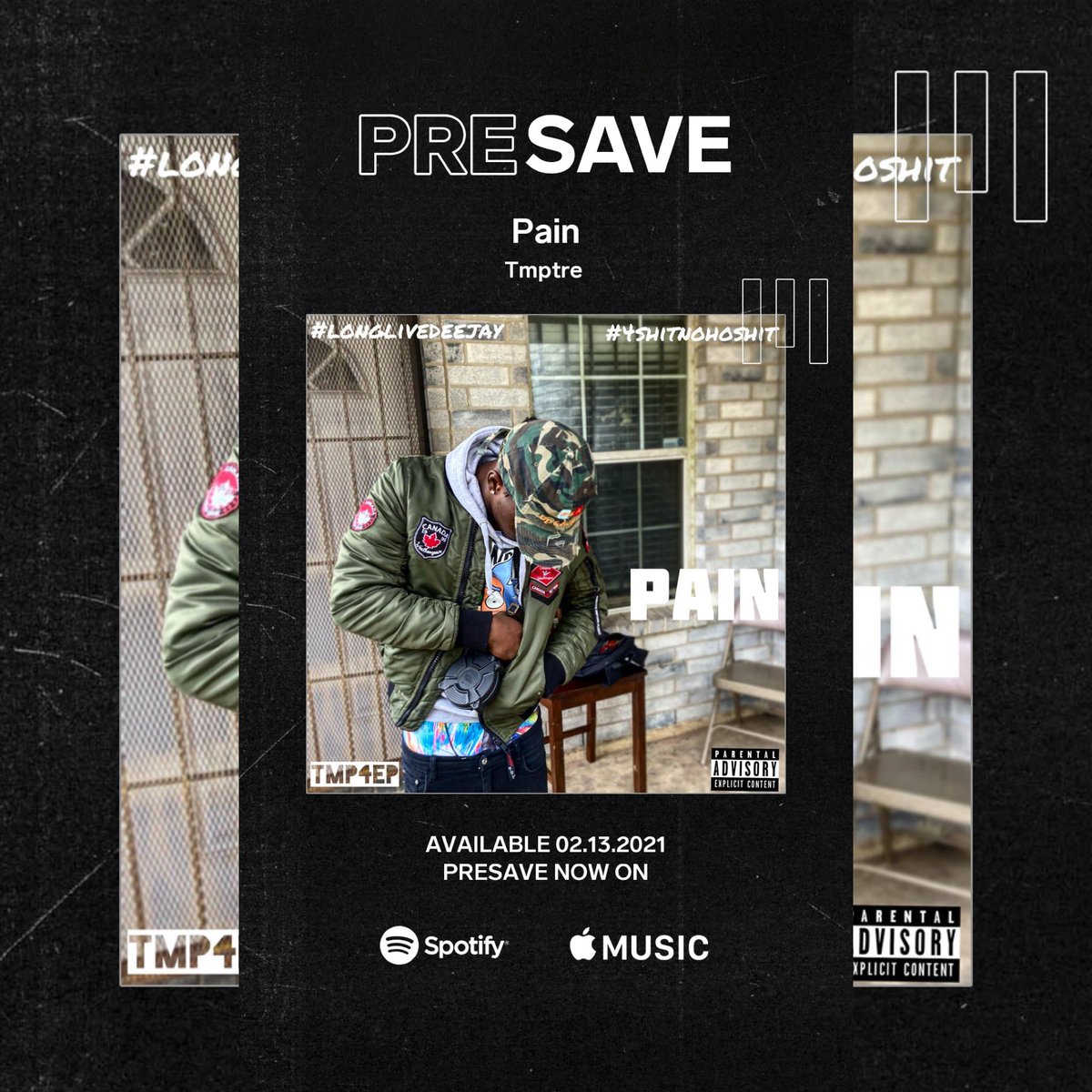tmp_tre's tweet image. Go Pre-Save‼️”Pain”🔥‼️@applemusic @spotify @youtube #longlivedeejay💙#TMPMAFIA🏧#43P.A.I.D4️⃣
