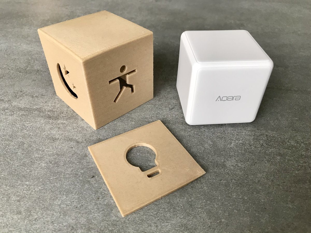 SamZorSec's tweet photo. 3D printed enclosure in wood filament for my #Xiaomi  Cube controller. #DIY #Creality #HomeAssistant https://t.co/cLUr0sFxy0