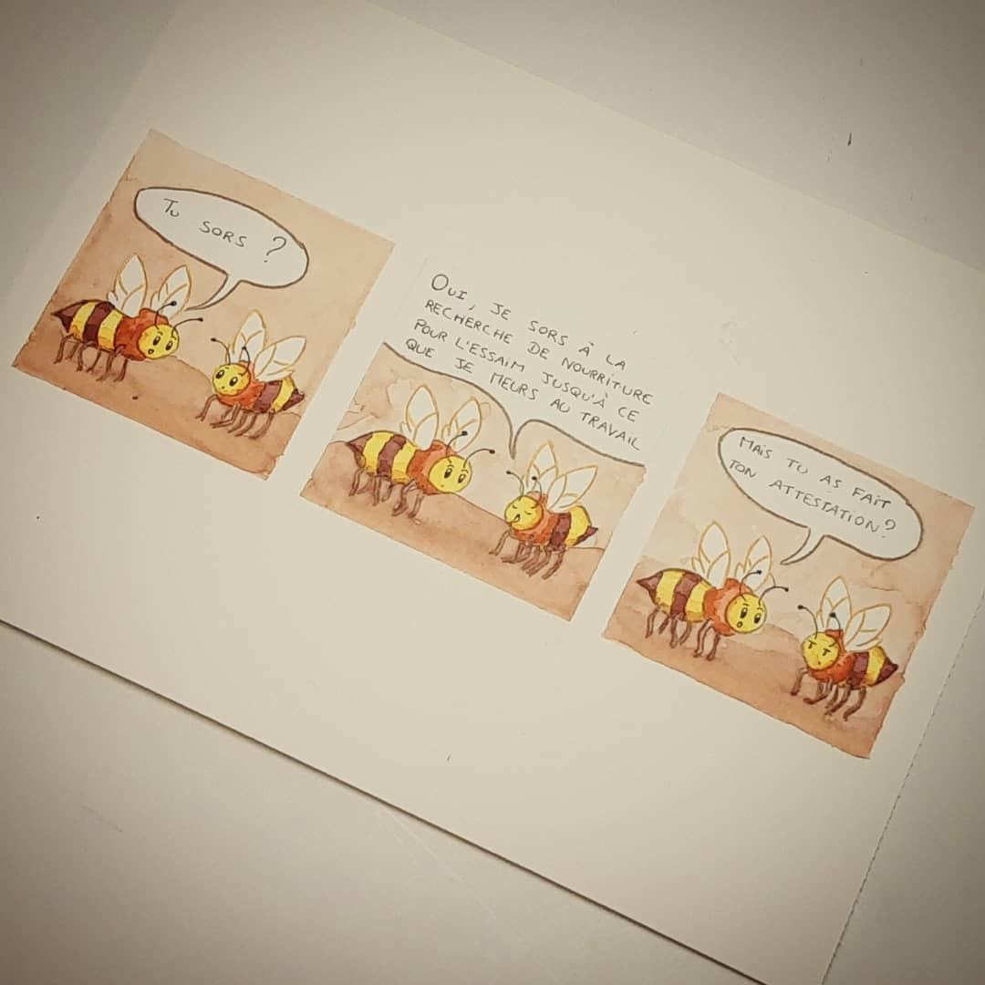 Tenefester's tweet image. Une petite BD humoristique/éducative sur les abeilles 🐝 

Il y en aura peut-être d'autres 😄

✍️ Aquarelle
⏳ 3h30

#comics #webcomics #bd #bee #abeilles #abeille #bees #beehive #beehives #ruches #ruches #drawing #pencil #art #fanart #aquarelle #watercolor