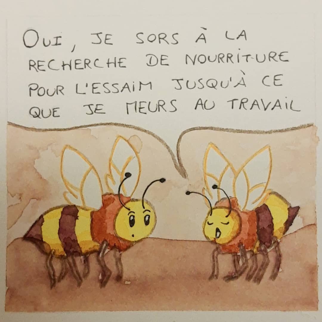 Tenefester's tweet image. Une petite BD humoristique/éducative sur les abeilles 🐝 

Il y en aura peut-être d'autres 😄

✍️ Aquarelle
⏳ 3h30

#comics #webcomics #bd #bee #abeilles #abeille #bees #beehive #beehives #ruches #ruches #drawing #pencil #art #fanart #aquarelle #watercolor