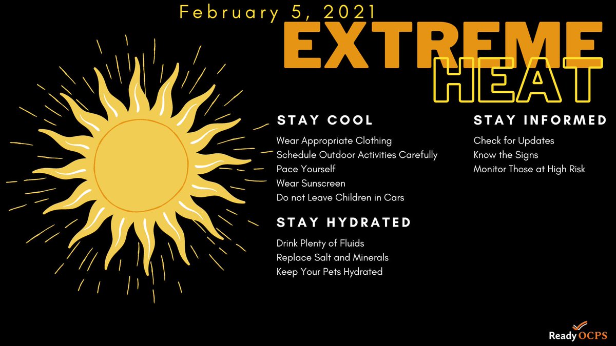 SEM_OCPS's tweet image. Dept. of Safety &amp;amp; Emergency Management wants OCPS families to share these quick tips for #ExtremeHeat Try this fun game to learn more ready.gov/kids/games/dat… #disastermaster #severeweather #OCPS #SEM #ReadyOCPS