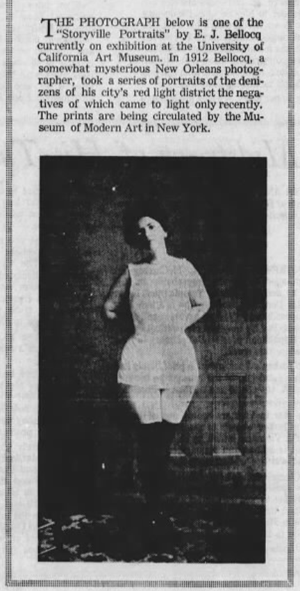 There were, however, times in which materiality was removed from these conversations altogether. In 1972, protestors took to the University of California Art Museum. This time, it was the removal of a single exhibition they were fighting for: a photo series of sex workers (2)