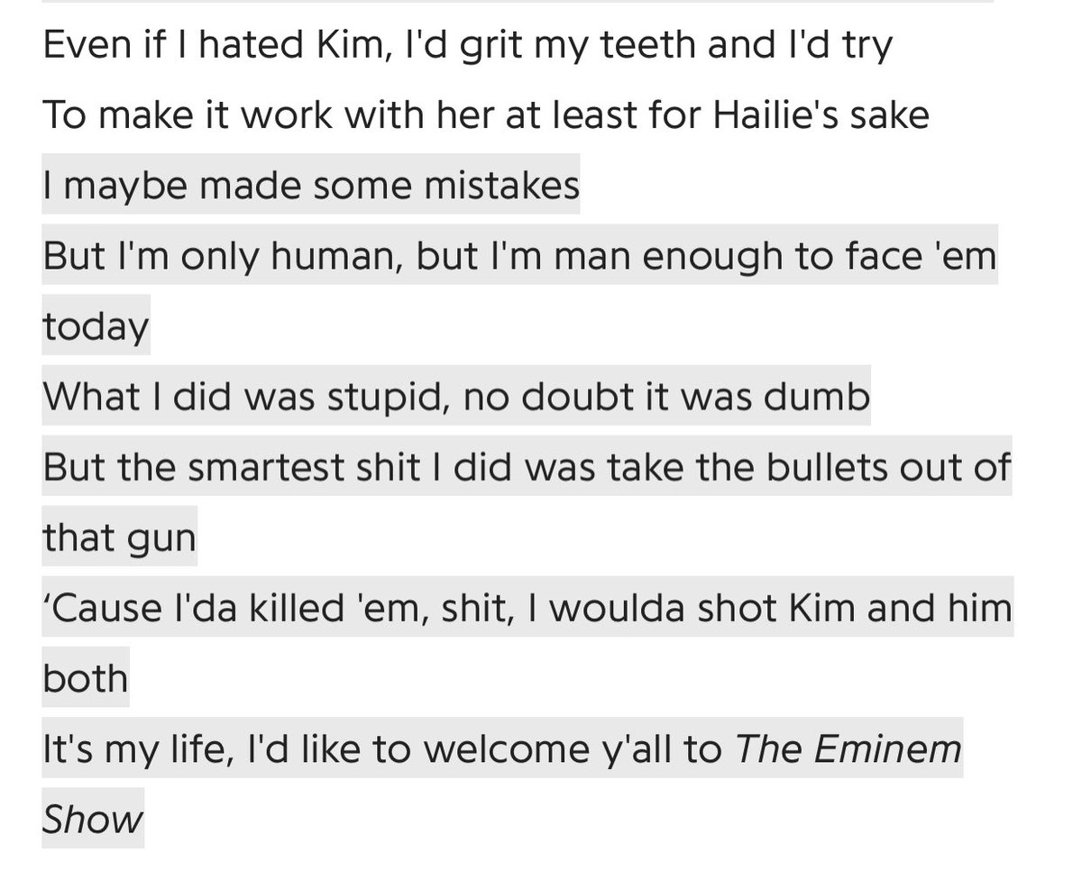 The third song certainly takes a more introspective note, with ‘Cleaning out my closet.’ It deals primarily with Eminem’s issues with his mother, as well as his ex wife, Kim. He also mentions his father leaving him when he was a child.