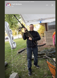 AntifaVelma's tweet photo. Carl Anthony Arriaza of Mount Prospect, IL. Founder and organizer of IGOT.

Racist, anti-Semite, Islamophobe, queerphobe, stalker, harasser, Kyle Rittenhouse supporter, and says creepy stuff about the bodies of minors. The kind of guy that threatens people with photos of his gun. https://t.co/ILSoa8A6XX