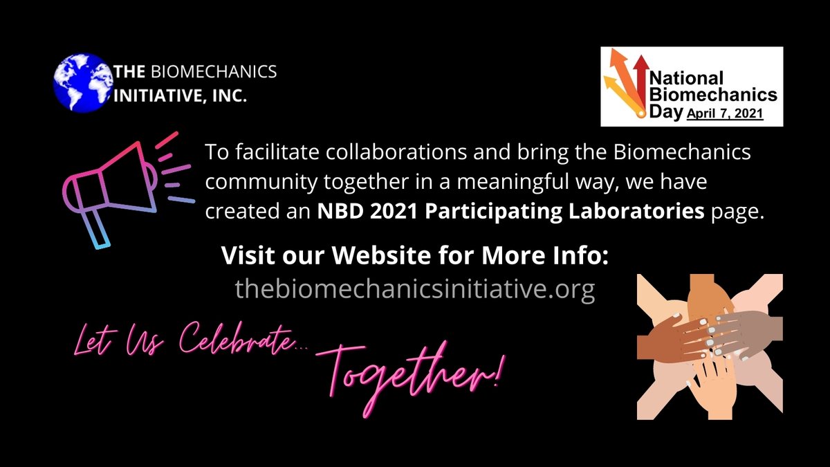 We have launched a new page to highlight all NBD 2021 events! Please be sure to visit thebiomechanicsinitiative.org and register your event. We envision labs joining together to share wonderful NBDs! #nationalbiomechanicsday #biomechanics #isbs #asb #NBDIsLit #nbd2021