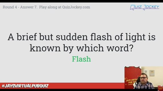 TomKerevan's tweet photo. Q7 What’s another word for flash? 😂 #jaysvirtualpubquiz https://t.co/cCBKLQrfhY