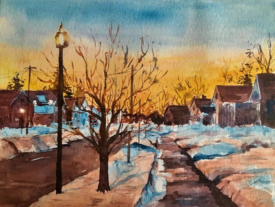 #Art #Watercolour #Winter #BerkshireArtists
“A Winter’s Tale” Landscape Painting by Reading Berkshire Artist Kusum Shabong. Part of her portfolio on the Berkshire Artists website berkshireartists.co.uk