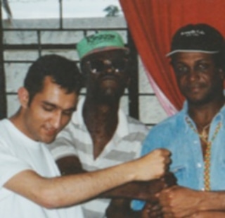 Just found this pic of me, the mighty #Dillinger and #slydunbar in #tuffgong studio #kingston #jamaica back in the 90s. #TBThursday #ThrowbackThursday #slyandrobbie #taxigang #CB200 #BionicDread #bobmarley #studio #recording