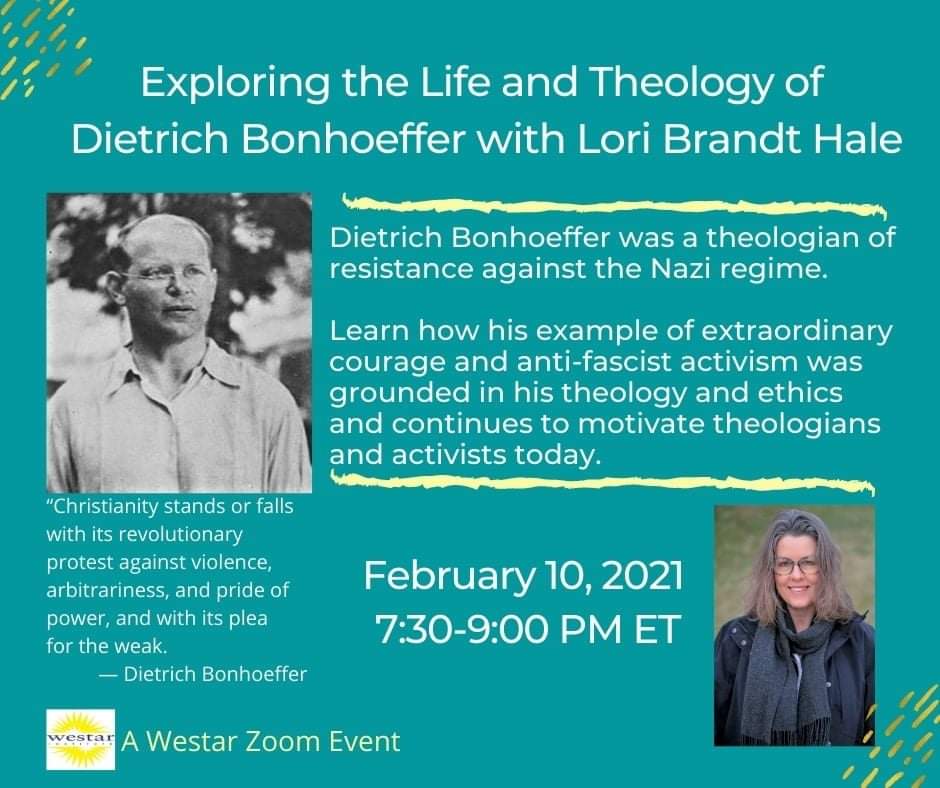 Dietrich Bonhoeffer was born on this day 115 years ago! His words and witness continue to inspire me! Join me next week to learn more! Register at bit.ly/39wgJEU <a href="/theboncenter/">The International Bonhoeffer Society - ELS</a> @WestarInstitute <a href="/AugsburgU/">Augsburg University</a>