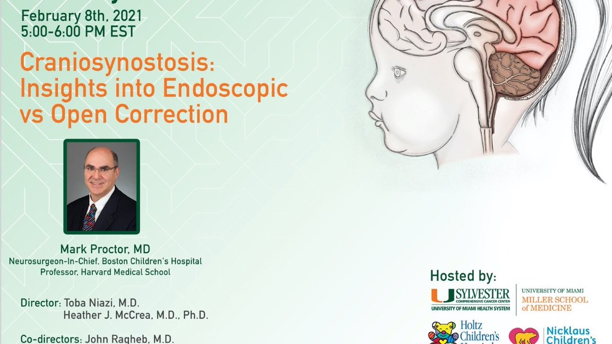 Heather J McCrea, MD, PHD (@hmccreamdphd) on Twitter photo Excited to share that our next <a href="/UMneurosurgery/">UM Neurosurgery</a> Pediatric Zoomposium on Monday will feature Dr. Mark Proctor <a href="/BostonChildrens/">Boston Children's</a> <a href="/BWHNeurosurgery/">Brigham and Women's Neurosurgery</a> on #craniosynostosis. #pedineurosurgery <a href="/PedsSection/">AANS/CNS Peds Section</a> <a href="/ExpertKidsCare/">UHealth Jackson Children’s Care</a> <a href="/Nicklaus4Kids/">Nicklaus Children's</a> Register at: miami.zoom.us/webinar/regist… Excited to share that our next <a href="/UMneurosurgery/">UM Neurosurgery</a> Pediatric Zoomposium on Monday will feature Dr. Mark Proctor <a href="/BostonChildrens/">Boston Children's</a> <a href="/BWHNeurosurgery/">Brigham and Women's Neurosurgery</a> on #craniosynostosis. #pedineurosurgery <a href="/PedsSection/">AANS/CNS Peds Section</a> <a href="/ExpertKidsCare/">UHealth Jackson Children’s Care</a> <a href="/Nicklaus4Kids/">Nicklaus Children's</a> Register at: miami.zoom.us/webinar/regist…