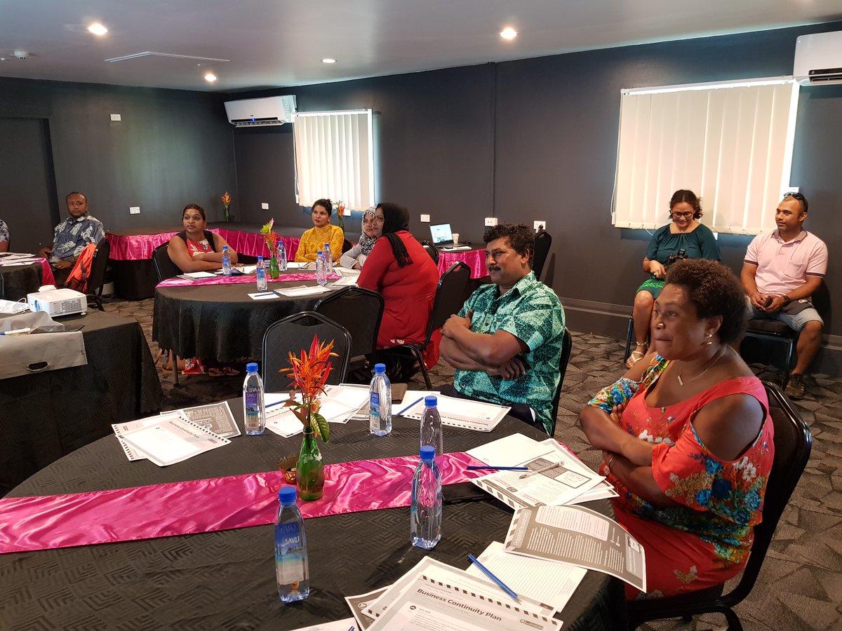 fcef_fiji's tweet photo. USAID Climate Ready - Business Continuity Plan training in Navua with SMEs, being conducted by FCEF trainer Waisea Vosa.
#USAID
#FBDRC https://t.co/b8TtGTufdA