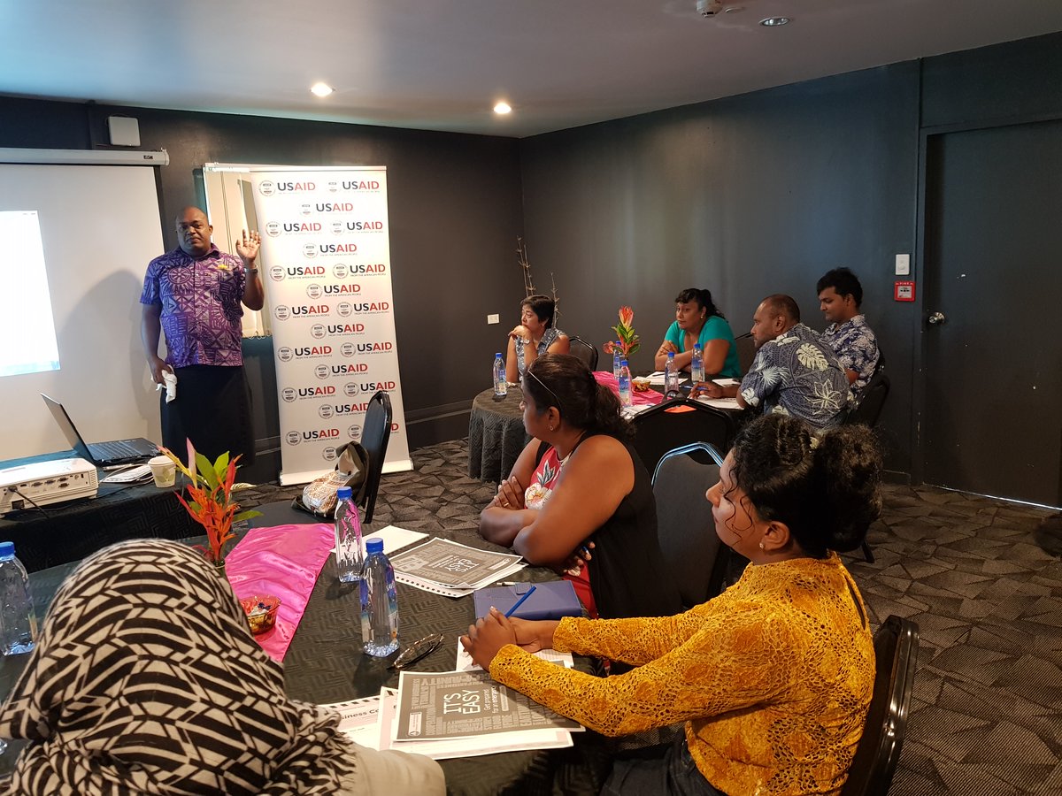 fcef_fiji's tweet photo. USAID Climate Ready - Business Continuity Plan training in Navua with SMEs, being conducted by FCEF trainer Waisea Vosa.
#USAID
#FBDRC https://t.co/b8TtGTufdA